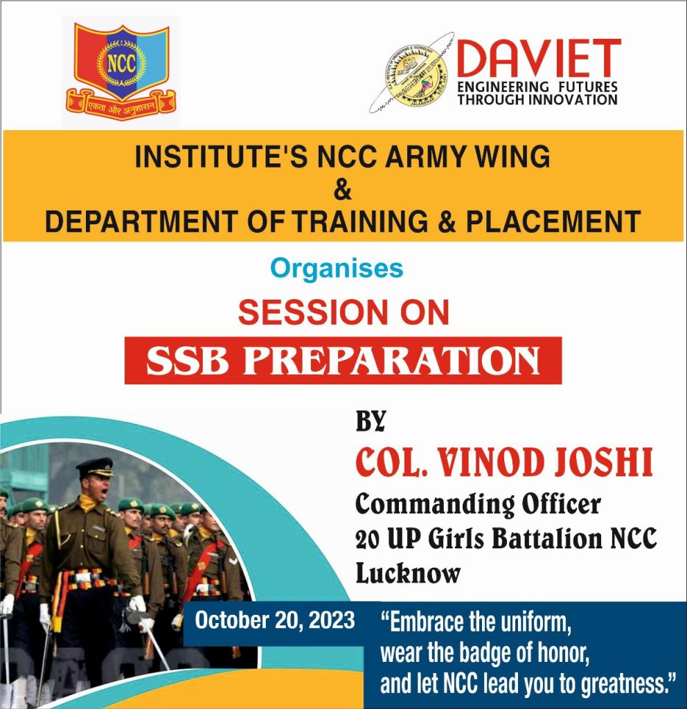 Session on SSB Preparation by NCC wing & Training & Placement Dept.
